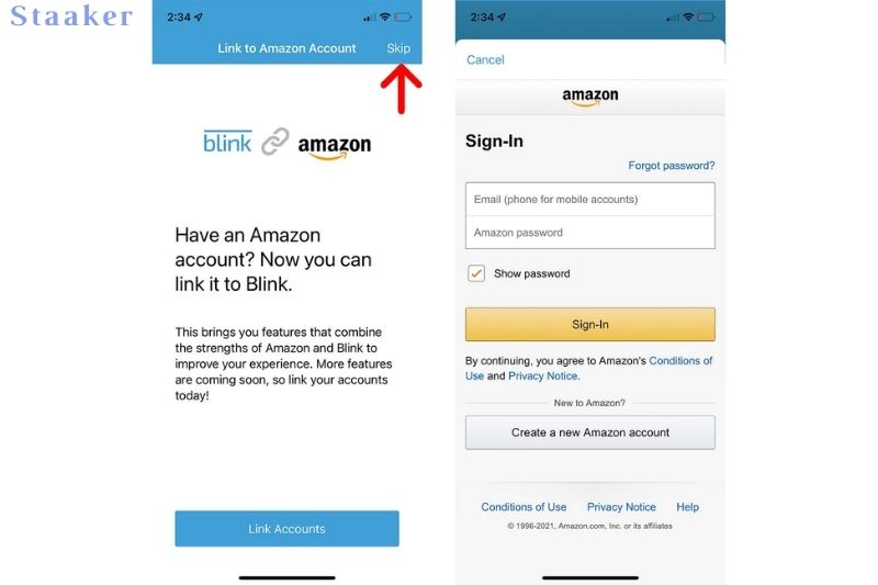 Finally, choose if you want to link your Blink account to your Amazon account